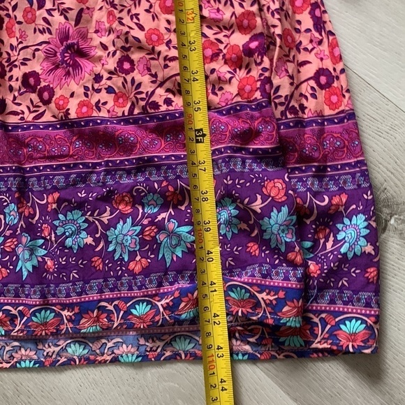 R. Vivimos Paisley‎ Boho Floral Midi Dress size Small 4/6 tie neck festive - Picture 13 of 14